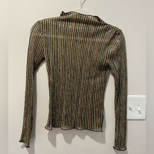 Urban Outfitters glitter stripe mock neck mesh top